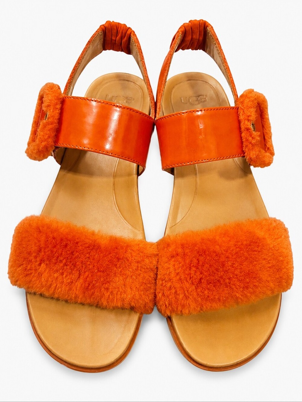 UGG | Le Fluff Orange Shearling Platform Sandals US 11 - Picture 4 of 7